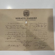 1924 Signed Document Horacio Vasquez President Of The Dominican Republic  picture