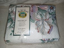 Vtg Martha Stewart Queen Sheet Set Swiss Garden Luxury Percale 50/50 New*read picture