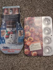Vintage Wilton Cake Pan (Lot of 2) Snowman & Jack-O-Lantern New Sealed NOS picture