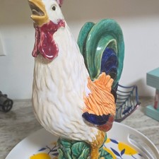 Vintage Italian Hand-Painted Multicolor Ceramic Rooster Decoration, Statue picture