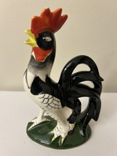 Vintage ROOSTER HAND PAINTED PORCELAIN FIGURINE Colorful Glossy Country 7” picture