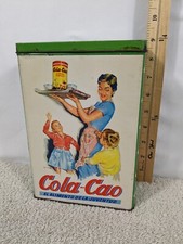 COLA CAO CHOCOLATE Drink Spain SEMOLA LITHOGRAPH Vtg ADVERTISING METAL CANISTER picture