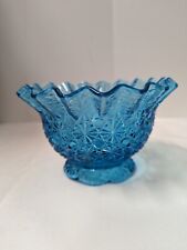 Vintage Daisy and Button Colonial Aqua/Blue Turquoise Ruffled Edge Bowl 6