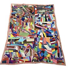 Vintage Crazy Quilt Cutter Patchwork Quilt 86x64 Couch Throw Bed Cover Boho picture
