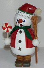 Vtg Wooden Incnse Smoker Snowman with Broom & Candy picture