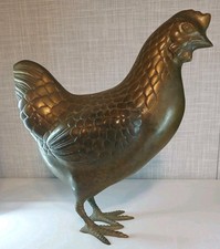 Vintage Brass Hen Chicken Figurine Large 8.5