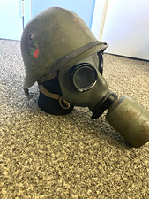 WWII Bulgarian Helmet w/ Gas Mask Original picture