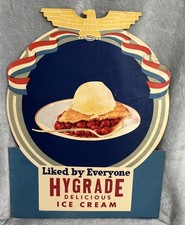 1940’s Hygrade Ice Cream Cherry Pie Ala Mode Advertisement Sign - Cardboard RARE picture