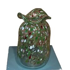 Signed Art Glass Confetti 7 “ Vase Green ￼ picture