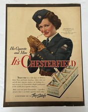 Joan Bennet American  Women's Volunteer Service Chesterfield Cigarette  WWII  Ad picture