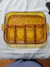 2 Vintage Amber Indiana Glass Five Part Relish Tray A1 condition  picture
