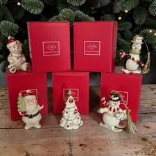 Lenox Very Merry Christmas Porcelain Set of 5 Ornaments 856361 Excellent Cond. picture
