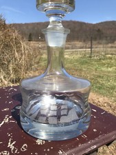 Crystal Decanter Nautical Themed Queens Award By Leonard Clear Ships Stunning picture