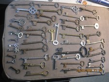 Lot of 46 Antique Vintage Skeleton Keys Old Door Lock Cabinet Furniture Keys picture