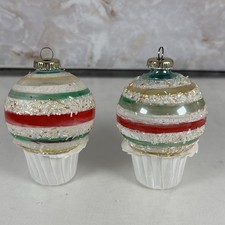 Two Vintage West Germany Christmas Ornaments Striped picture