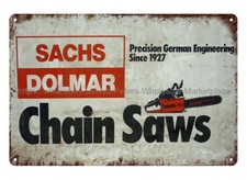 sachs dolmar chainsaw garage mancave metal tin sign plaque metal wall decor picture