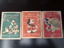 Lot Of 3 Vintage Walt Disney Books Hardcover 1939-1944 D.C. Heath Mickey Mouse picture