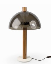 VTG MCM Teak Metal Acrylic Mushroom Lamp - RARE picture