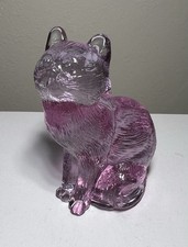 Mosser Cranberry Ice Glass Sitting Cat Figurine picture