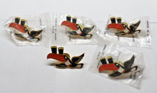 5 Vintage Guiness 2 Pint Toucan Enamel Flying Pins Badges picture