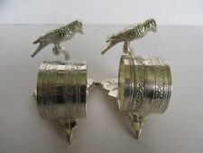 Vintage Pair Bird on Branch & Leaf Plated Napkin Rings (Unmarked) picture