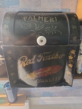 Antique 19th Century Metal Roll Top Counter Display Palmeri Red Feather 🪶 picture