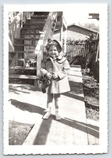 Vintage Photo Picture Portrait Cute Little Girl In Coat Hat With Gloves Home picture