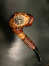 Churchwarden Style Pipe WOLF Handmade Wooden Smoking Tobacco Pipe picture