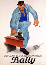 Bally Vintage Advertisement Poster c1930s - 24x36” Classic German Print 🎨 picture