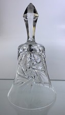 Vintage Crystal Bell Pinwheel Pattern Clear Glass Holiday Decor AA820 picture