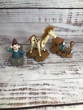 Vintage Wooden Christmas Tree Ornaments Lot Horse Train Holiday Taiwan picture