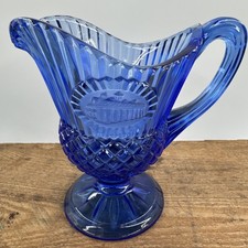 Avon Fostoria Cobalt Blue Glass Creamer Pitcher w/Mount Vernon Vintage 1970s picture