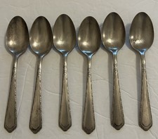 Antique Wallco Sectional A1+ Silver plate Carlton Set (6) Art Deco DinnerSpoons picture