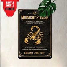 Gold Scorpion Silhouette Black Poster Scorpio Zodiac Astrology Metal Tin Sign picture