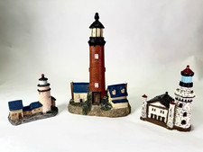 3-Pack Resin Painted Nautical Lighthouse Miniatures, Multicolor, 7 in picture
