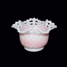 Fenton Glass Pink Rosalene Open Edge Basket Weave Bowl picture
