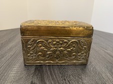 Vintage Embossed Brass Repoussé Trinket Jewelry Box Made in Philippines AV-012 picture