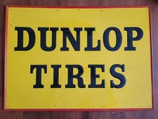 Vintage Yellow Dunlop Tires Tin Embossed Sign MCA 884 picture