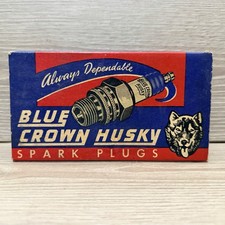Blue Crown Husky TF 1/2” Pipe Thread Spark Plugs Box -10 Plugs NOS picture