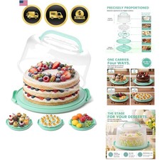 Cake Carrier with Lid and Handle, Extra Deviled Egg Containers, Cake Holder f... picture