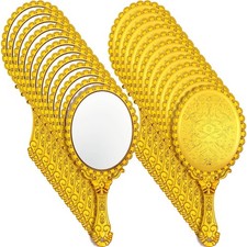 Pack Gold Vintage Oval Hand Mirrors with Handles Plastic Party Favors picture
