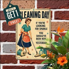 Humorous Retro Housewife Cleaning Tin Sign Sarcastic Home Wall Decor 8x12 picture