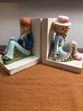 EARL BERNARD Vintage BOOK ENDS BOY AND GIRL Made In Japan 5.25” Tall picture