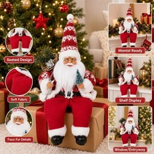 40cm Christmas Santa Claus Doll Seated Dangling Legs Holiday Window Decor picture
