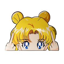 Sailor Moon blonde Cute Girl Anime Middle Finger Peeker Sticker decal Car Decor picture
