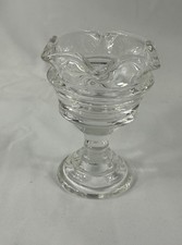 PartyLite Exclusive Clear Glass Tealight Votive Cup Ruffled Edge Pedestal Footed picture