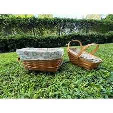 Longaberger Handwoven Baskets Set of 2 Floral Liner Dresden Ohio Farmhouse Decor picture