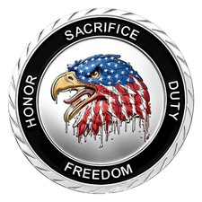 Flag Freedom Eagle in Gold Honoring Our Veterans and Active-Duty Service Members picture