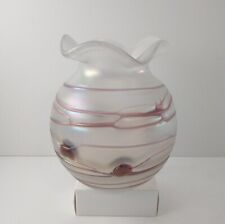Vintage Hand-Blown Ruffled Art Glass CRYSTAL VASE Iridescent Swirl WEST GERMANY picture