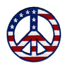 PEACE SIGN PATCH HIPPIE ANTI-WAR USA embroidered iron-on AMERICAN FLAG EMBLEM picture